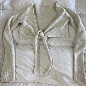 SKIMS Cream Textured Tie-Front Crop Top